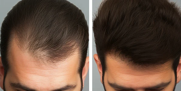 Photo of the patient’s face after REJUVA Non-Surgical Hair Transplant. Patient 4